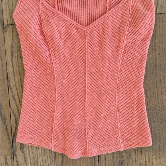 NWT We The Free Women's Boss Babe Ribbed-Knit Coral Corset Tank Top Size X-Small - Picture 4 of 11